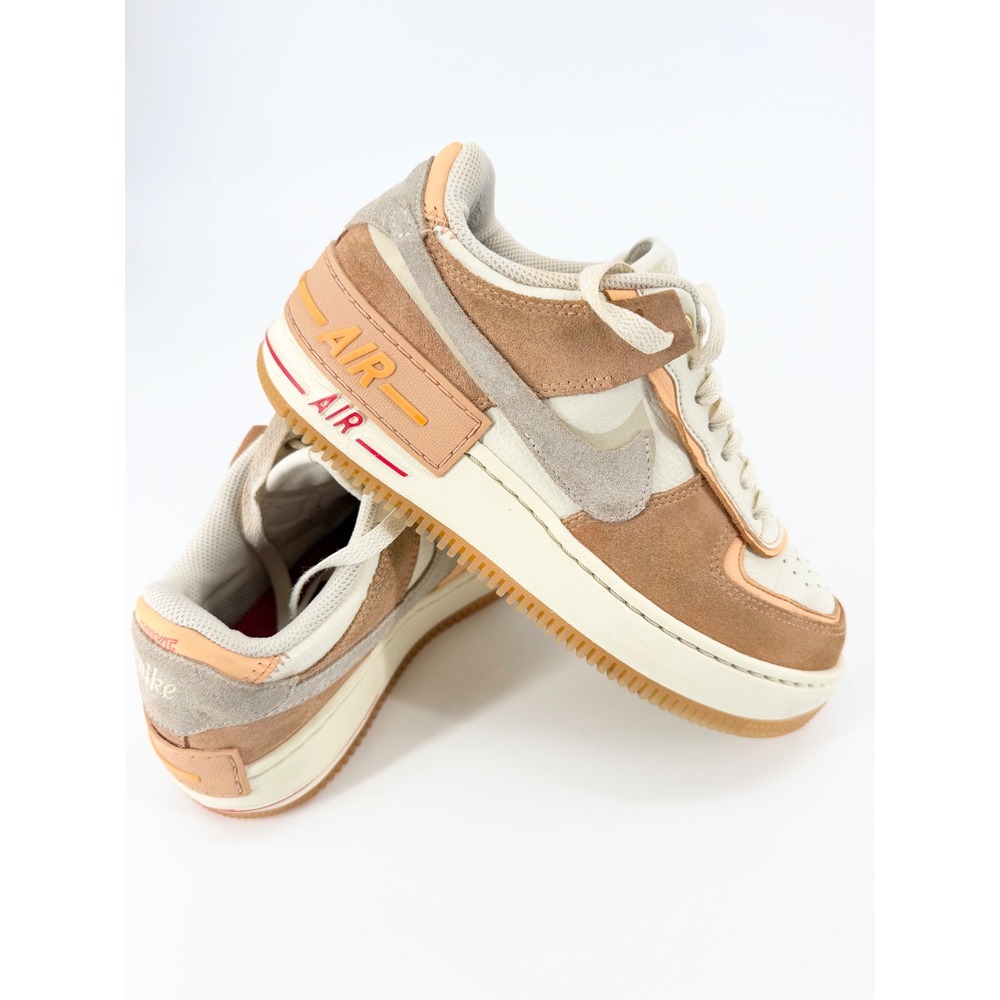 Nike Air Force 1 Shadow SE Women's 6.5 Tan Cream Suede Gum Sneakers DM8157-700